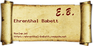 Ehrenthal Babett névjegykártya